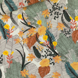 See you at Six | Tropic Flowers | Viscose | Krijtblauw 