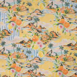 Katoen Voile  Print - Oranges & Lemons - Yellow