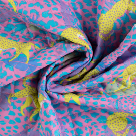 Stepped - Quilted - Leopard  - Double Sided -  Yellow Pink