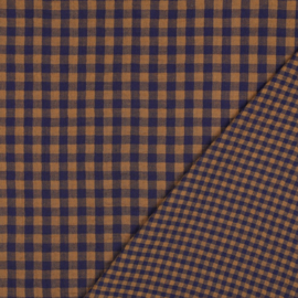 Verhees Textiles - Double Gauze - Double Sided   - Checks  - Brown Navy