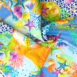 Deadstock - Linnen Viscose - Sea Garden - Acqua