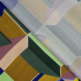 Viscose - Geometric Art  - Green Ochre Blue