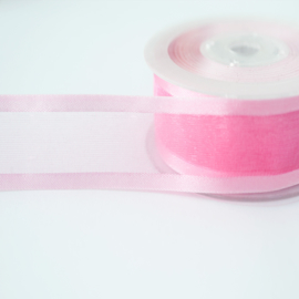 Organza lint | 25 mm | Roze