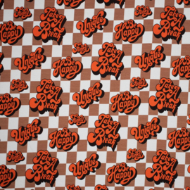 Tricot Print - Check and Quotes - Orange