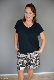 Swafing Jeans  - Katoen Mix  - Graphic Print  - Agnes Black Ecru