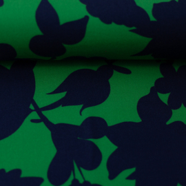 Swafing - Viscose - Happy Flowers by Cherry Picking - Green Dark Blue