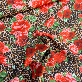 Deadstock -  Viscose - Leopard  Roses - Brown
