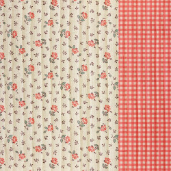 Stepped - Quilted - Sweet Little Roses   - Double Sided -  Red