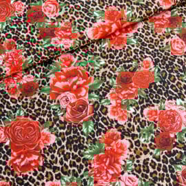 Deadstock -  Viscose - Leopard  Roses - Brown