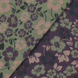 Verhees Textiles - Double Gauze - Double Sided -  Jacquard Flowers - Green