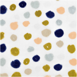 Katoen Print | Double Gauze | Grey-Big dots-Metallic | Rico-Design