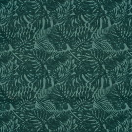 Swimpants Fabric  - Recycled  - Quick Dry  -  Leaves     - Petrol