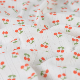 Jersey Ajour de Luxe - Cherries  - Off White