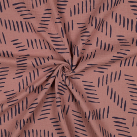 Double Gauze - Lines - Dark Blush