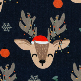 Swafing French Terry  - Holly -  Christmas Rudolf - Dark Blue