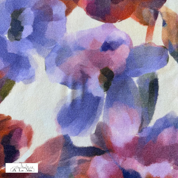 Bittoun - A la Ville -  Gebreid - Knitted  - Blurred Flowers  - Purple - coupon 60 cm