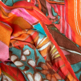 Roeqiya Fris - Viscose  -  Flowers    - Pareo Panel - 1.45 x 1.45
