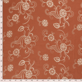 Double Gauze - Mousseline - Embroidery - Flowers - Terra