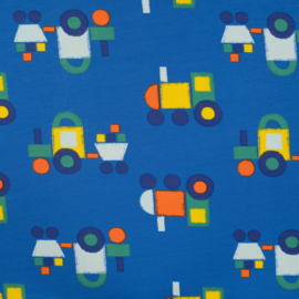 French Terry - Print - Tractor  - Blue