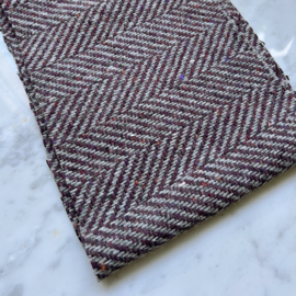 Deadstock Stoffen - Wol Tweed Herringbone Visgraat - Aubergine