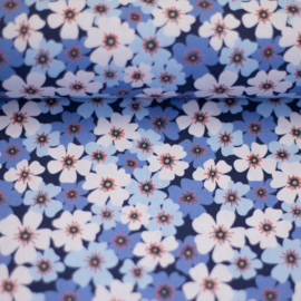 Swafing Katoen Print - Lily  -  Flowers - Blue