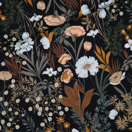 See You at Six - Evening Meadow  - Ecovero Viscose Rayon Satin - Zwart