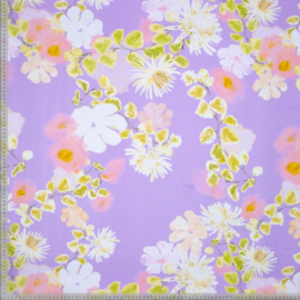 Tencel  - Flowers Watercolor  - Lilac