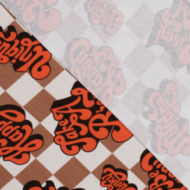 Tricot Print - Check and Quotes - Orange