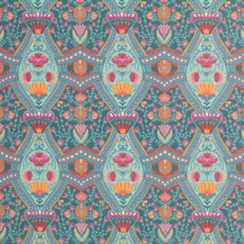 Swafing - Boho Velvet by Bienvenido Colorido - Geometric Flower - Acqua