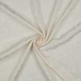 Verhees Viscose Jacquard - Flowers  - Off White