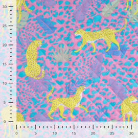 Stepped - Quilted - Leopard  - Double Sided -  Yellow Pink