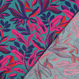 Nerida Hansen - Cotton Satin  - Lush Leaves  -  Petrol