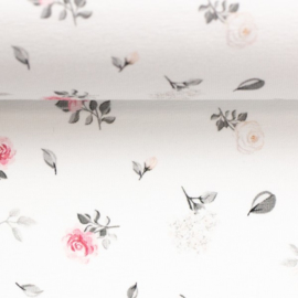 Swafing | Tricot Print - Roses Pink - White