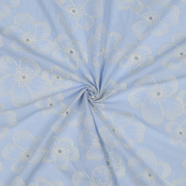 Verhees Textiles - Cotton Embroidery 2 Side Border - Light Blue