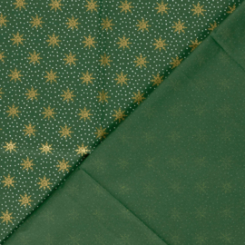 Katoen Print Kerst -  Christmas Star  - Green