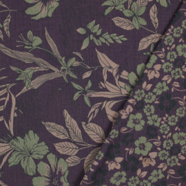 Verhees Textiles - Double Gauze - Double Sided -  Jacquard Flowers - Purple