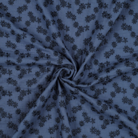 Verhees Textiles - Double Gauze Embroidery - Indigo