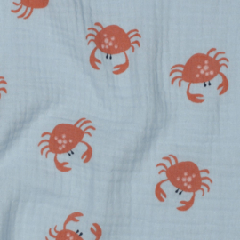 Double Gauze Organic - Crabs - Light Blue