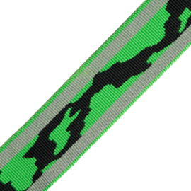 Jacquard Tassenband 4 cm breed - Grey Reflective - Fluo Green