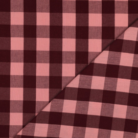 Verhees Katoen - Garengeverfd - Ruit - Pink Aubergine