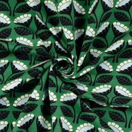 Loes van Oosten -  French Terry  - Flower   - Green Light Blue