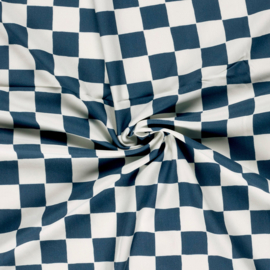 French Terry Organic   - Checks   - Steelblue