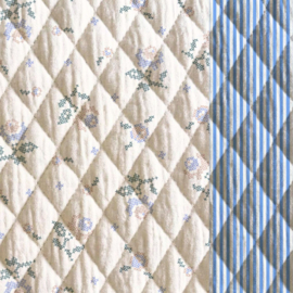 Stepped - Quilted   - Double Sided -  Cross Stitch- Blue Stripe