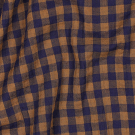 Verhees Textiles - Double Gauze - Double Sided   - Checks  - Brown Navy