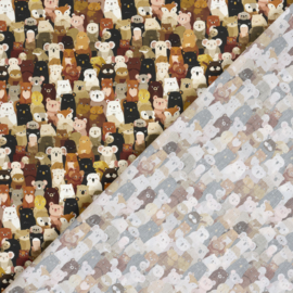 Katoen Poplin Print - Animals - Brown colors
