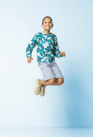 Qjutie - French Terry Print - Palmtrees - Blue