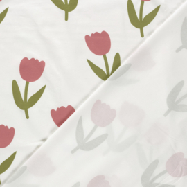Tricot Jersey  -  Tulips   - Off White