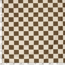 French Terry Organic   - Checks   - Brown Beige