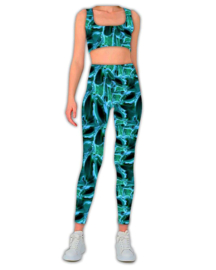 Sportswear - Yoga - Jersey Lycra - Waves Azur