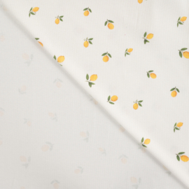 Tricot Rib - Lemons  - Ecru